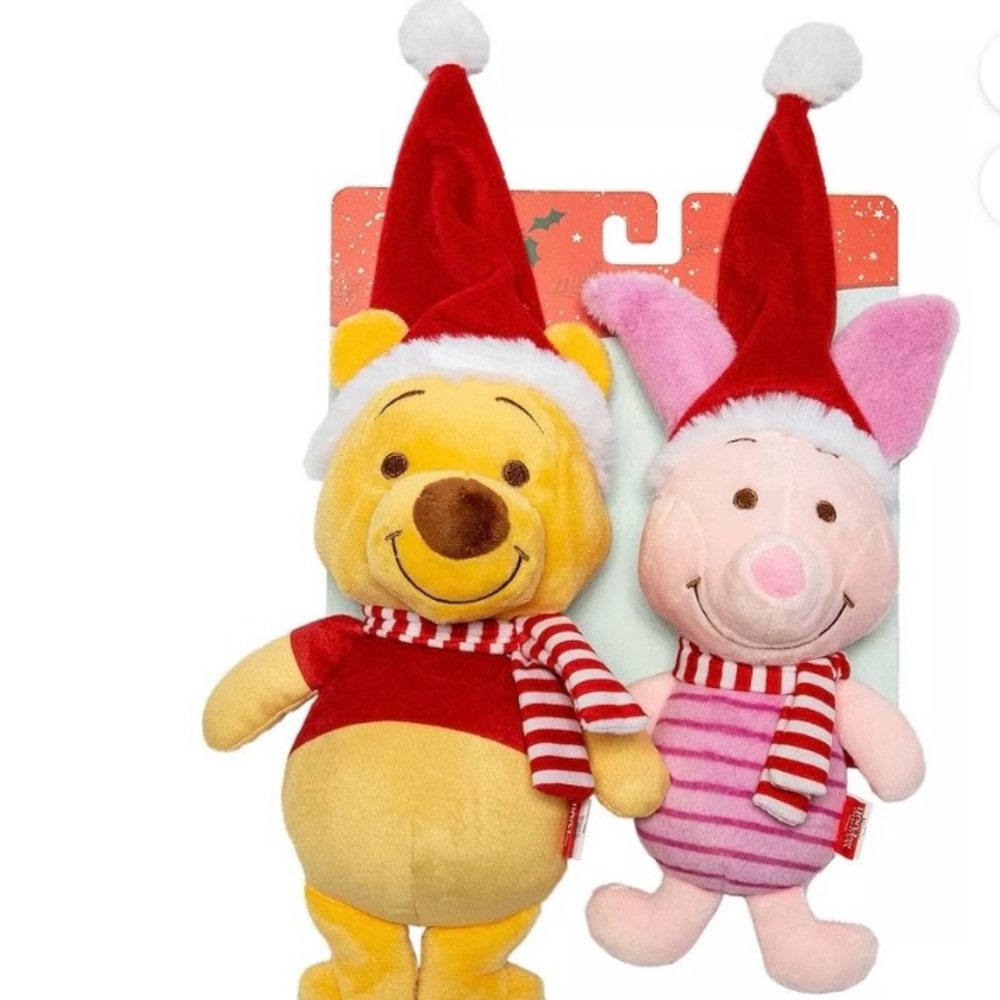 Disney Winnie the Pooh & Piglet Holiday Plush Set - Red, Yellow, Pink